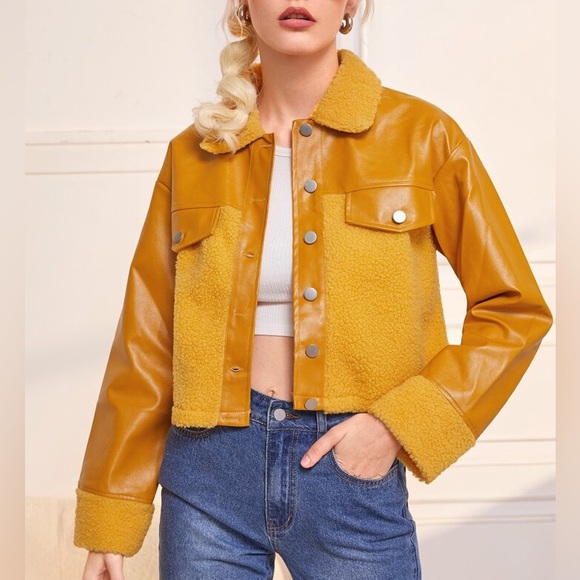 SHEIN Drop Shoulder Flap Detail Colorblock Jacket | Small - Picture 2 of 7